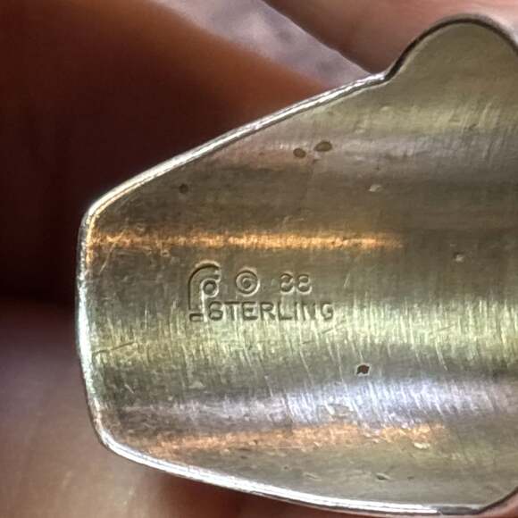 Carol Felley 1988 Sterling Silver 925 Triple Turquoise Feather Ring Sz 9 - Picture 3 of 7